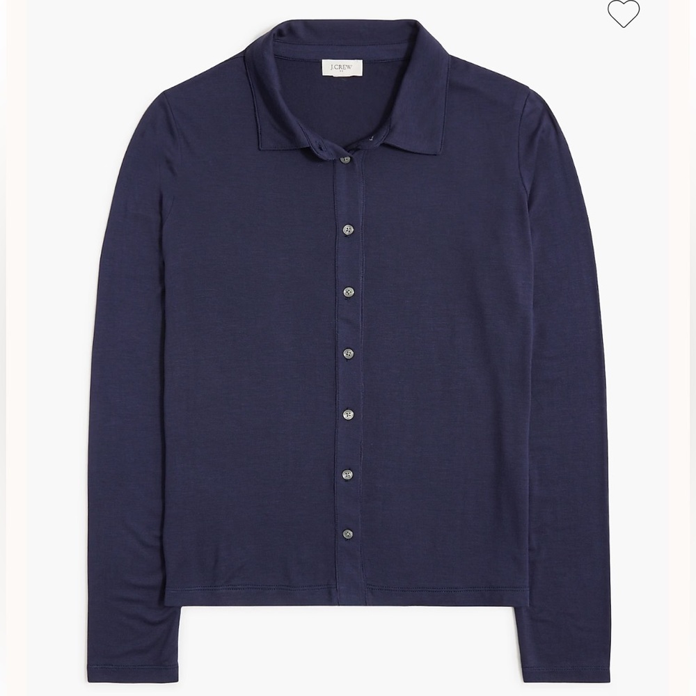 NWT J. Crew Knit Long Sleeve Button Up Top Navy Size Small